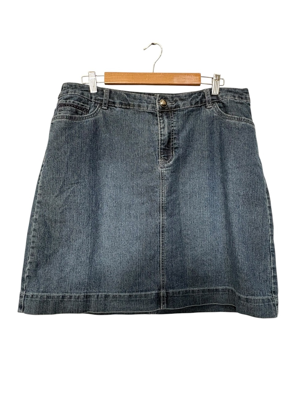 CJ Banks 16W Denim A-Line Skort Mini Skirt Shorts underneath 1X